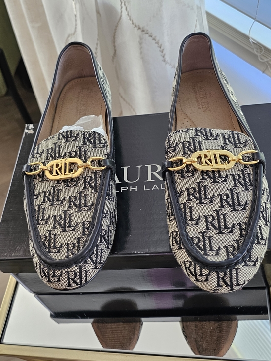 Ralph Lauren Shoes - Ralph Lauren Black and Cream RL Monogram Loafers
